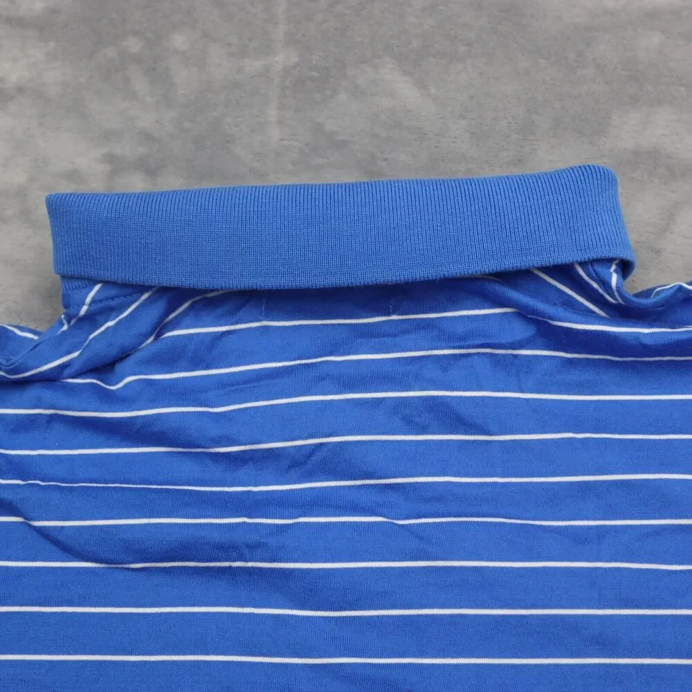 Polo Shirt Mens XL Blue Striped Ralph Lauren Moisture Management Pima Rugby Golf